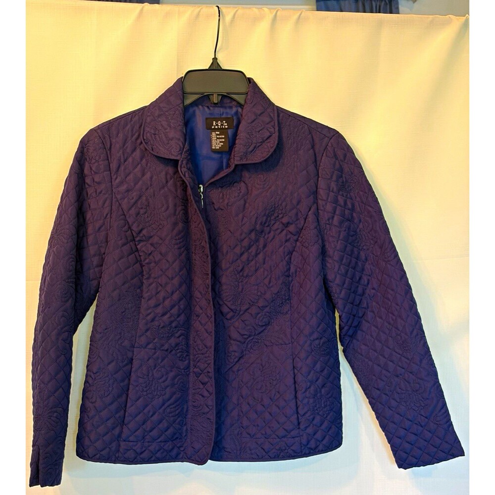 R.Q.T. petite Women’s periwinkle blue Quilted Full Zip Short Jacket Size PM